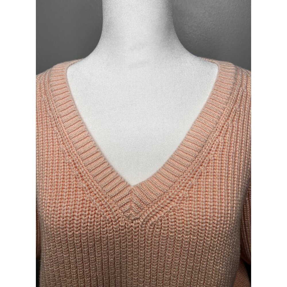 525 America V-Neck Puff Sleeve Knit Sweater Medium Womens Pink - Picture 9 of 17